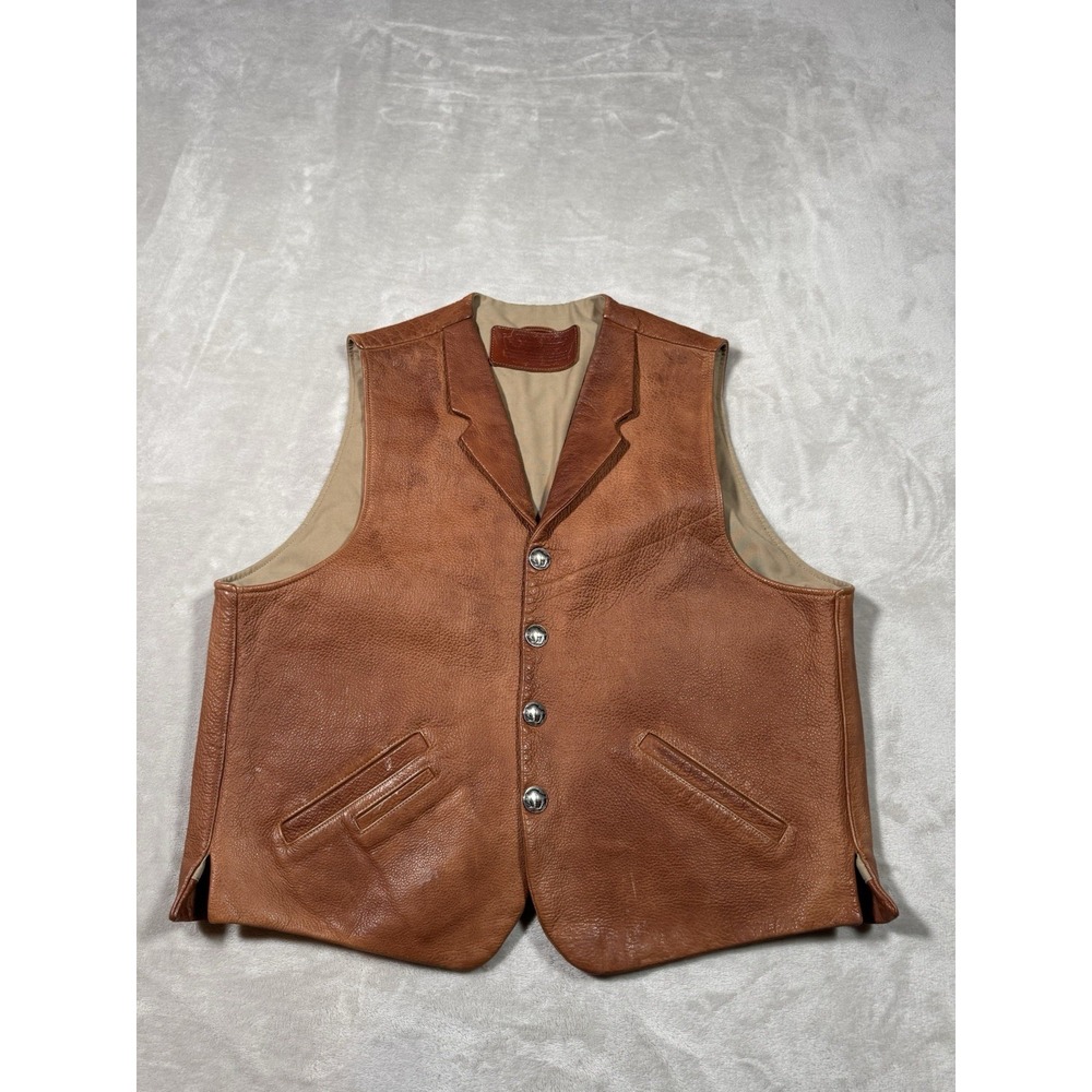 Coronado Genuine American Bison Leather Concealed Carry Vest Men's 46 Brown